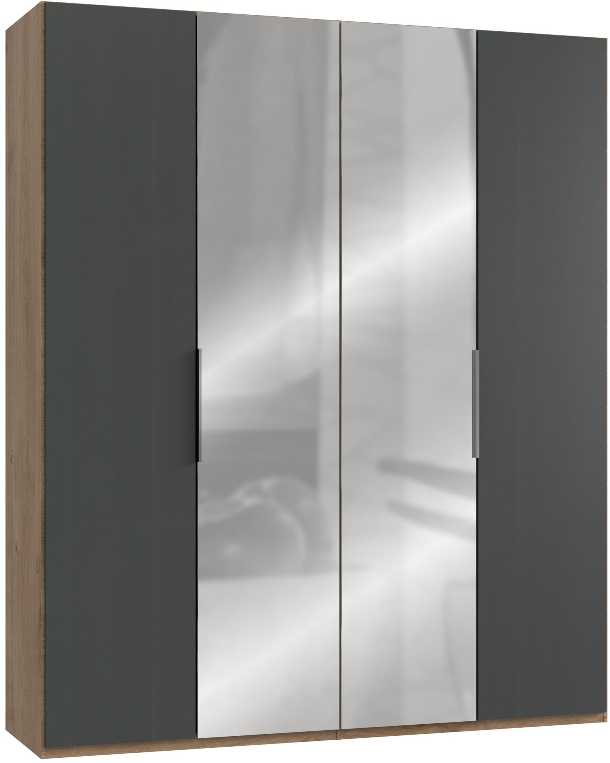 GARDEROB MED GÅNGJÄRN 200/236/58 cm 4-dörrar - kromfärg/grafitfärgad, Modern, trämaterial (200/236/58cm) - MID.YOU