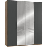 DREHTÜRENSCHRANK in Graphitfarben, Eichefarben  - Chromfarben/Eichefarben, Modern, Holzwerkstoff (200/236/58cm) - MID.YOU