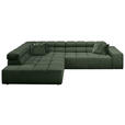 ECKSOFA Olivgrün Feincord  - Schwarz/Olivgrün, Design, Kunststoff/Textil (215/319cm) - Hom`in