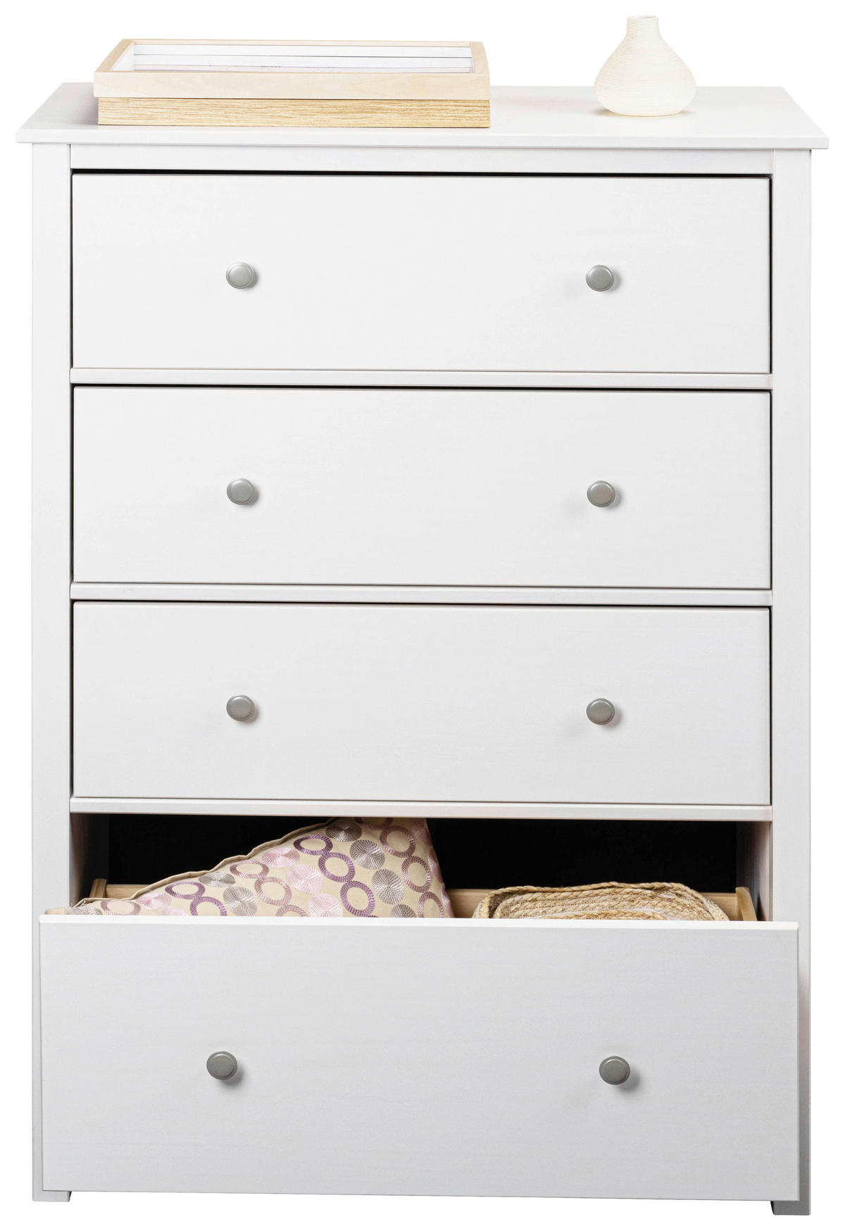 KOMODA, bela  - siva/bela, Design, kovina/les (82/120/39,5cm) - Livetastic