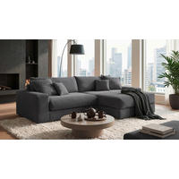 ECKSCHLAFSOFA  KAMIL Anthrazit Cord  - Anthrazit/Schwarz, MODERN, Kunststoff/Textil (180/297cm) - Livetastic