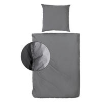 BETTWÄSCHE Renforcé 155/220 cm  - Anthrazit, Basics, Textil (155/220cm)