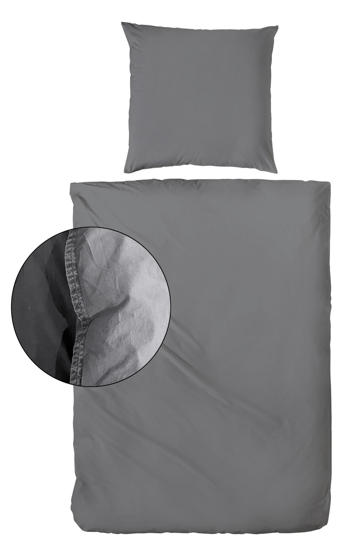 BETTWÄSCHE Renforcé 155/220 cm  - Anthrazit, Basics, Textil (155/220cm)