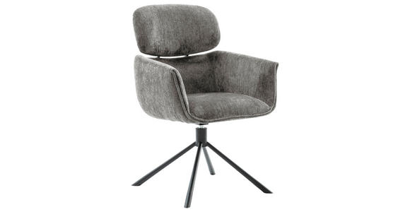 ARMLEHNSTUHL in Stahl Struktur - Schwarz/Grau, Design, Textil/Metall (60/90/65cm) - Novel