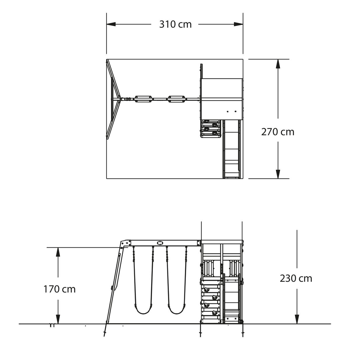 SPIELTURM AURORA BACKYARD 270/230/310 cm  - Blau/Braun, KONVENTIONELL, Holz (270/230/310cm) - Ambia Garden