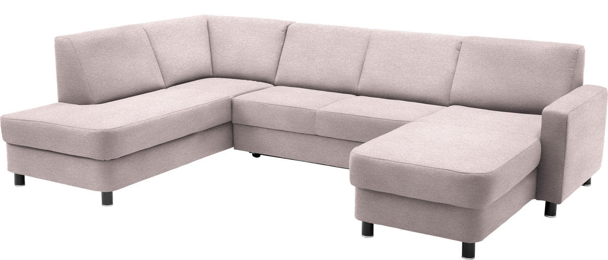 WOHNLANDSCHAFT in Webstoff Hellrosa  - Hellrosa/Schwarz, Design, Holz/Textil (198/296/165cm) - Xora