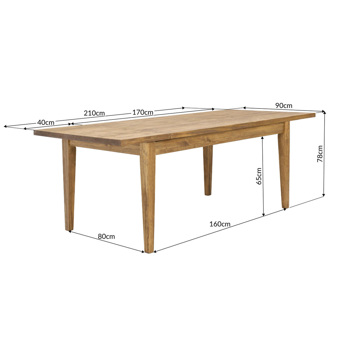 ESSTISCH Eichefarben rechteckig  ausziehbar  - Eichefarben, MODERN, Holz (170/210/78/90cm) - MID.YOU