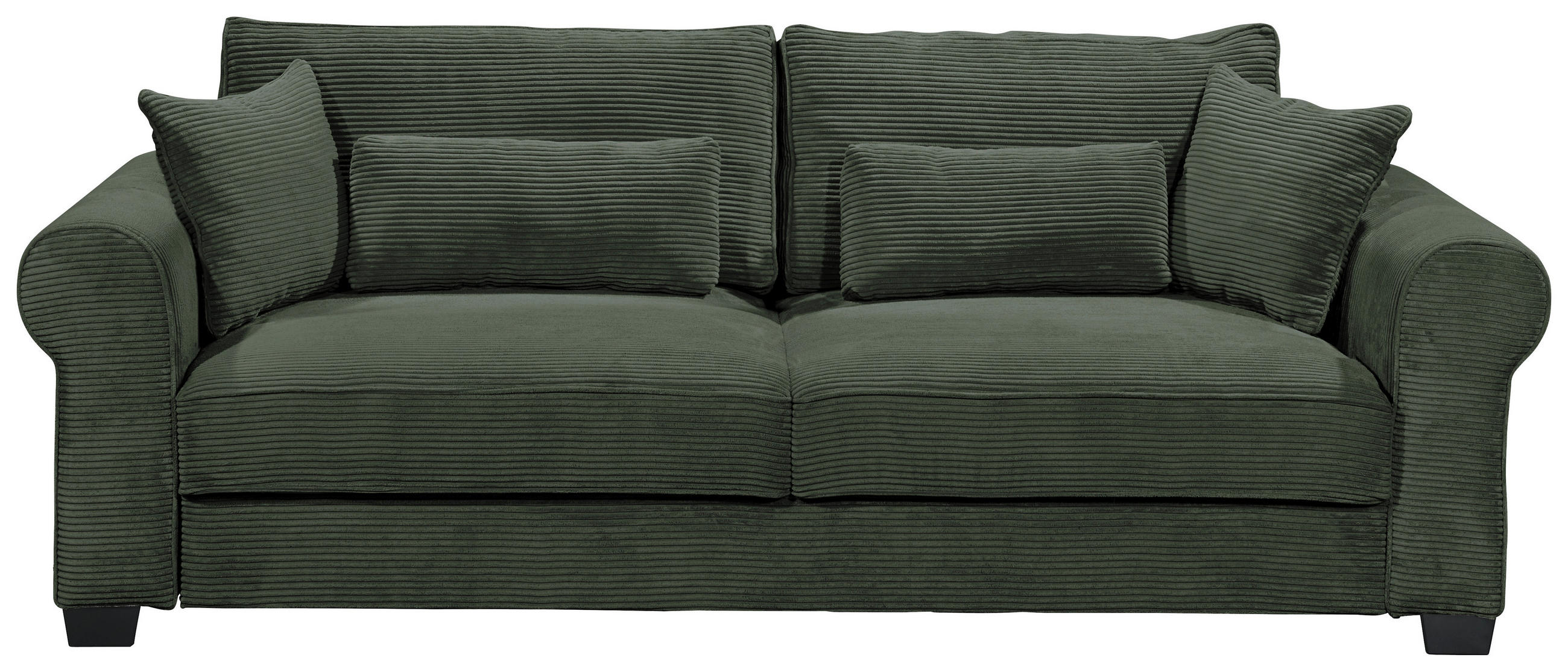 SCHLAFSOFA  mit Schlafen auf Sitzhöhe, Rücken echt Cord Dunkelgrün  - Dunkelgrün/Schwarz, Basics, Kunststoff/Textil (250/95/125cm) - MID.YOU