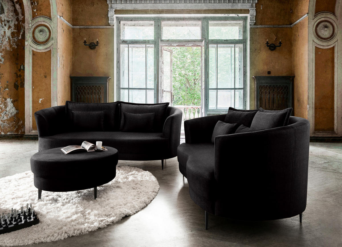 HOCKER in Textil Anthrazit  - Anthrazit/Schwarz, MODERN, Textil/Metall (80/43/80cm) - Livetastic