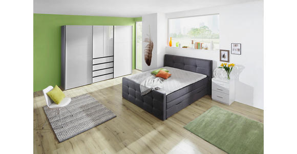 KLEIDERSCHRANK in Graphitfarben, Weiß - Alufarben/Graphitfarben, Design, Holzwerkstoff/Metall (300/236/68cm) - Hom`in