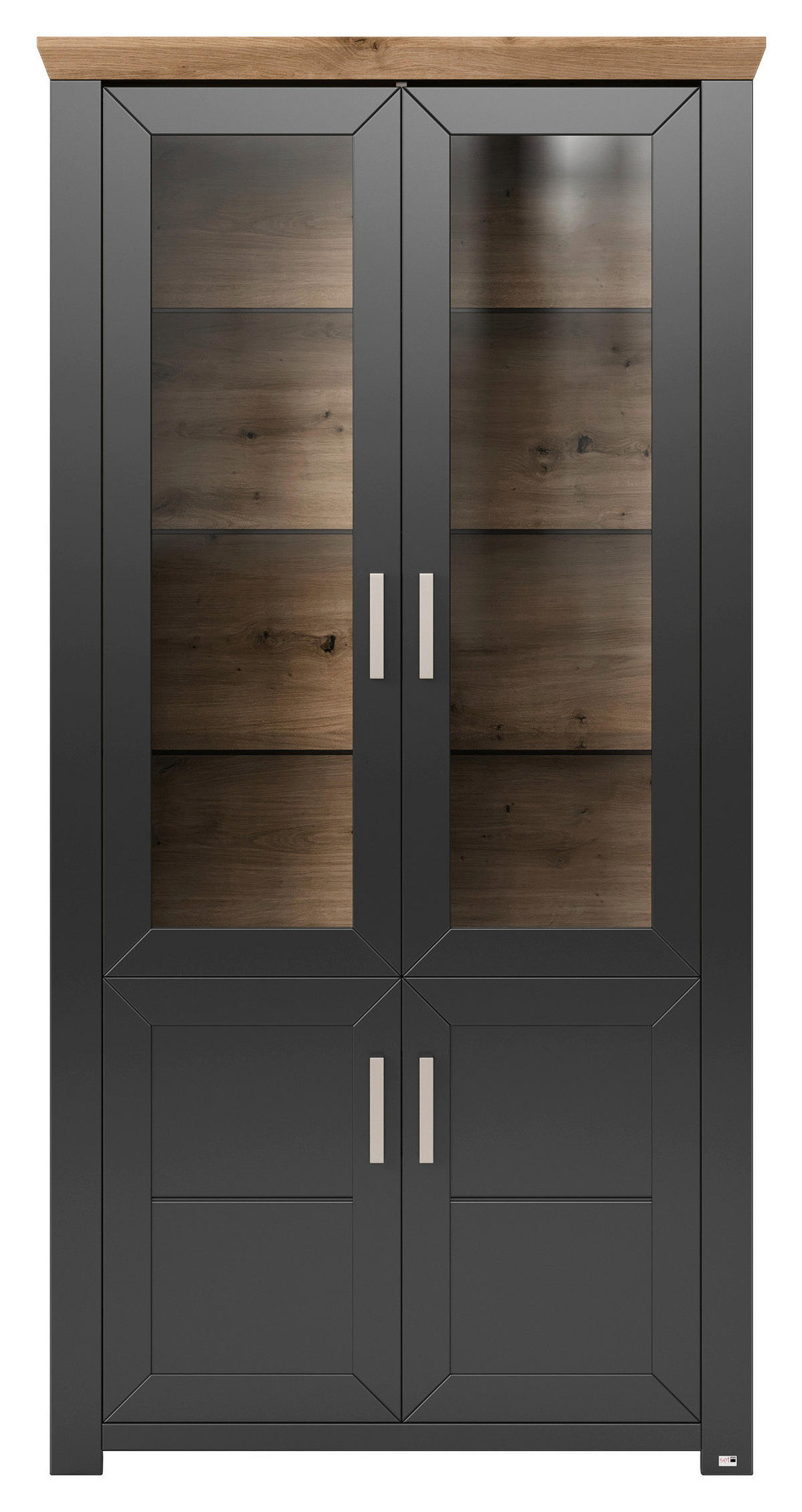 VITRINE in Graphitfarben, Eiche Artisan  - Graphitfarben/Eiche Artisan, Design, Glas/Holzwerkstoff (104,5/206,6/42,2cm) - SetOne by Musterring