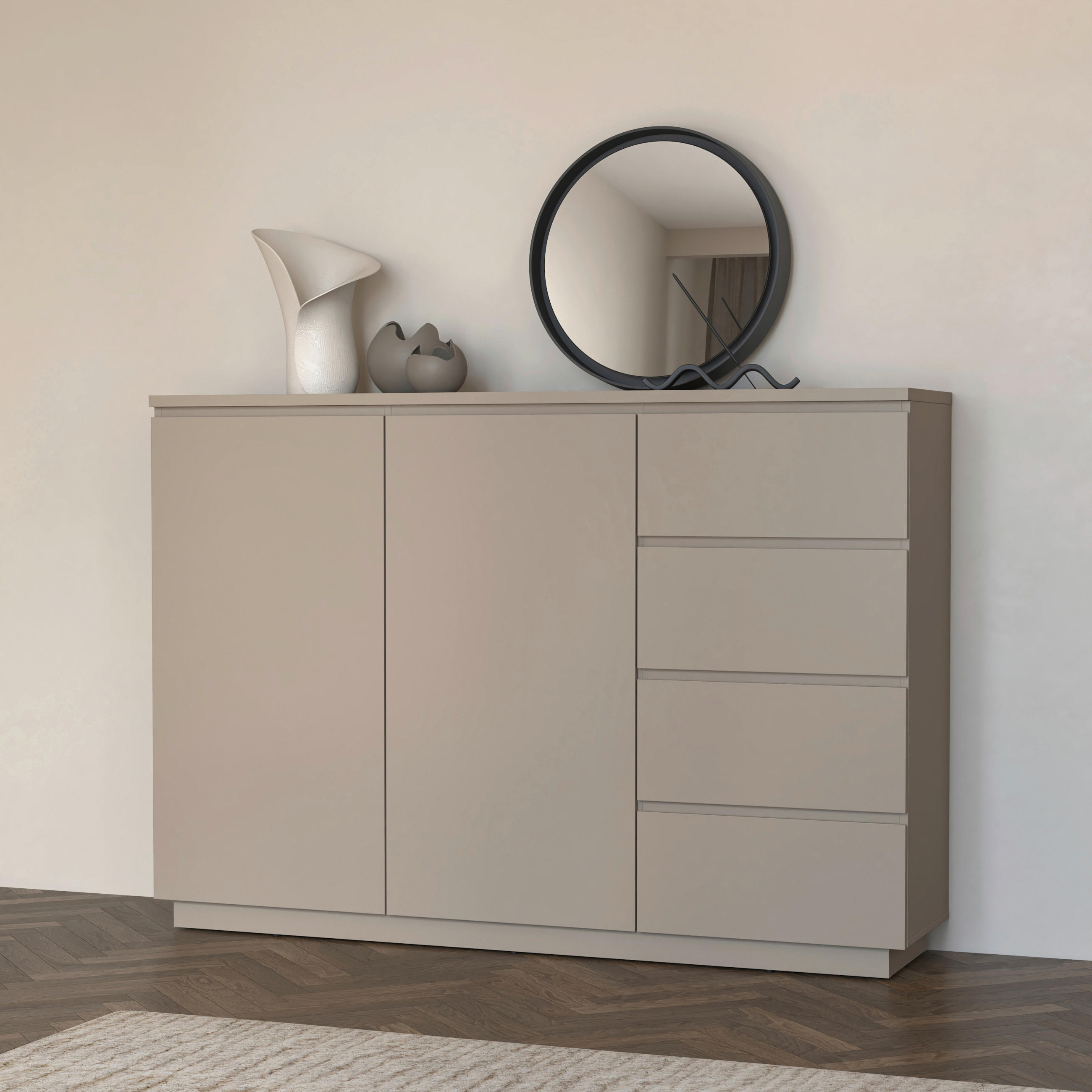 HIGHBOARD Bilbao  in 150/104,5/34,5 cm  - Taupe, Design, Holzwerkstoff (150/104,5/34,5cm) - MID.YOU