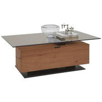 COUCHTISCH in Holz, Glas 125/75/46 cm  - Eichefarben/Anthrazit, Natur, Leder/Glas (125/75/46cm) - Valnatura