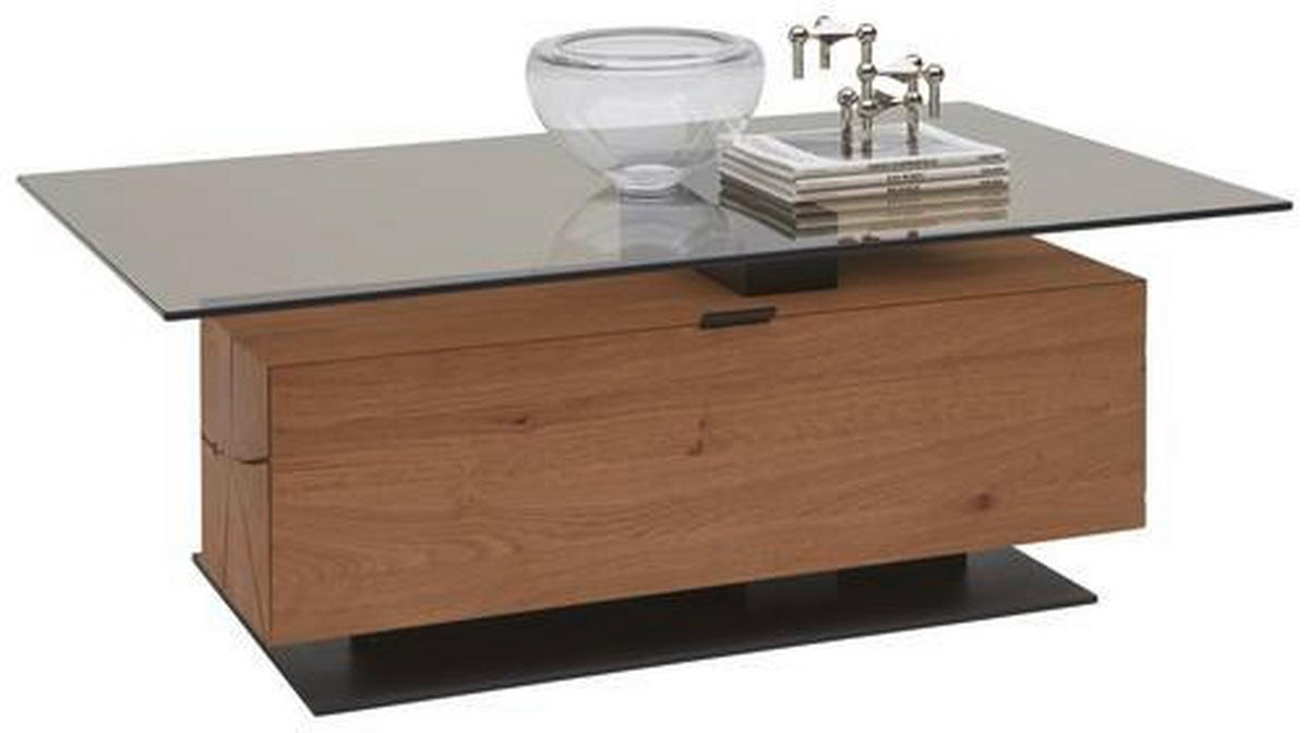 COUCHTISCH in Holz, Glas 125/75/46 cm  - Eichefarben/Anthrazit, Natur, Leder/Glas (125/75/46cm) - Valnatura
