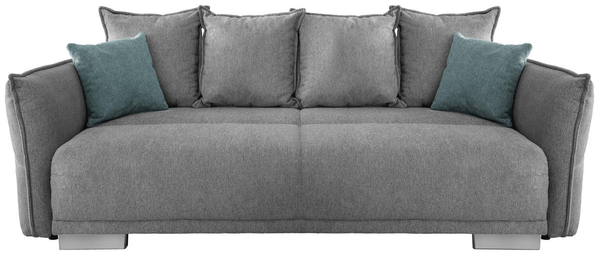 BIGSOFA in Chenille Silberfarben  - Chromfarben/Silberfarben, MODERN, Kunststoff/Textil (242/71/90/131cm) - Livetastic