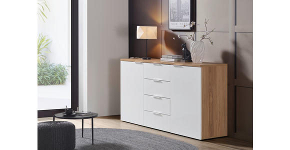 SIDEBOARD in 180/89/43 cm - Chromfarben/Eichefarben, Design, Holzwerkstoff/Kunststoff (180/89/43cm) - Xora