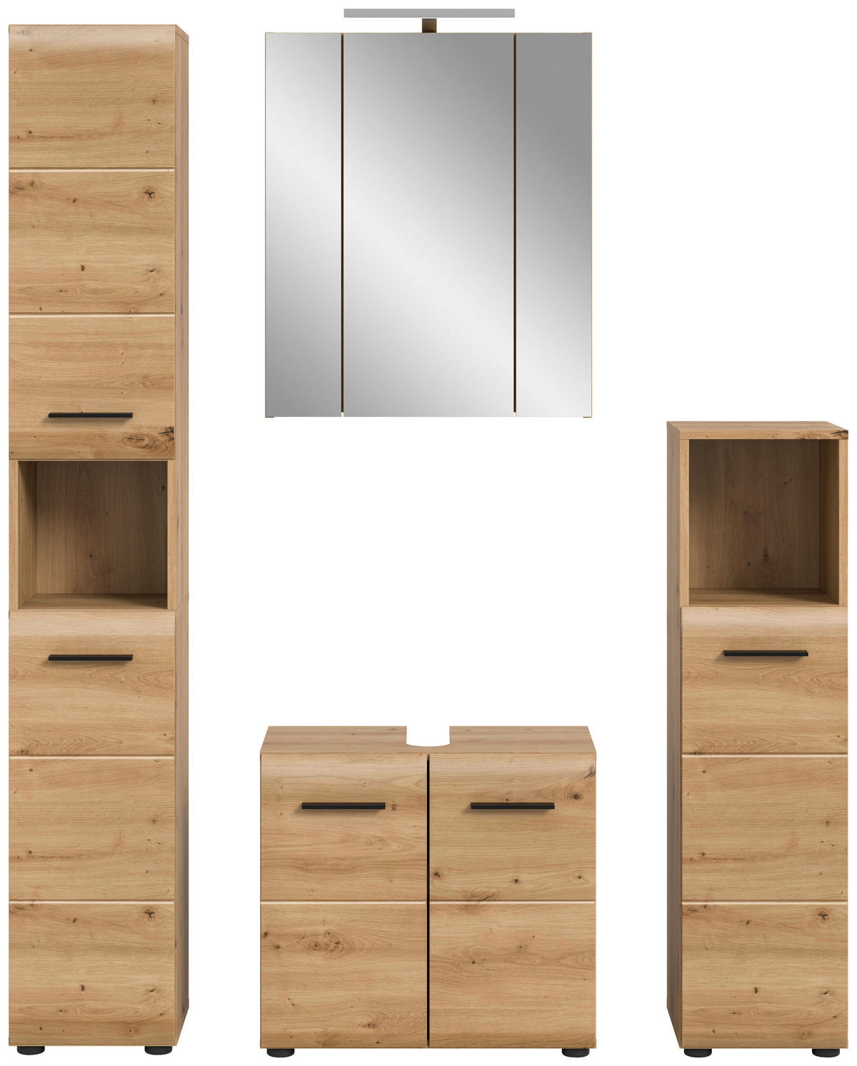 BADEZIMMER 4-teilig  in 120 cm  - Schwarz/Eiche Artisan, Basics, Holzwerkstoff/Kunststoff (120cm) - MID.YOU