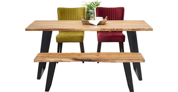 ESSTISCH in Holz, Metall 175/90/76 cm - Schwarz/Akaziefarben, KONVENTIONELL, Holz/Metall (175/90/76cm) - Ambia Home