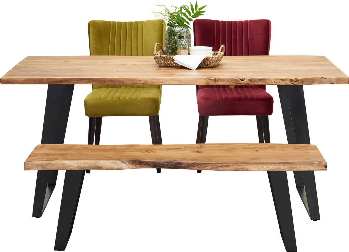 ESSTISCH in Holz, Metall 175/90/76 cm   - Schwarz/Akaziefarben, KONVENTIONELL, Holz/Metall (175/90/76cm) - Ambia Home
