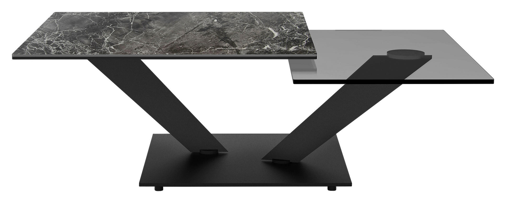 COUCHTISCH in Metall, Glas, Keramik 84-129/106/40 cm  - Schwarz, Design, Glas/Keramik (84-129/106/40cm) - Naos