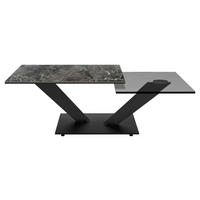 COUCHTISCH in Metall, Glas, Keramik 84-129/106/40 cm  - Schwarz, Design, Glas/Keramik (84-129/106/40cm) - Naos