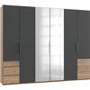 DREHTÜRENSCHRANK 300/236/58 cm 6-türig Eichefarben, Graphitfarben  - Chromfarben/Eichefarben, MODERN, Holzwerkstoff (300/236/58cm) - MID.YOU
