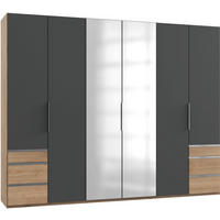 DREHTÜRENSCHRANK in Graphitfarben, Eichefarben  - Chromfarben/Eichefarben, Modern, Holzwerkstoff (300/236/58cm) - MID.YOU