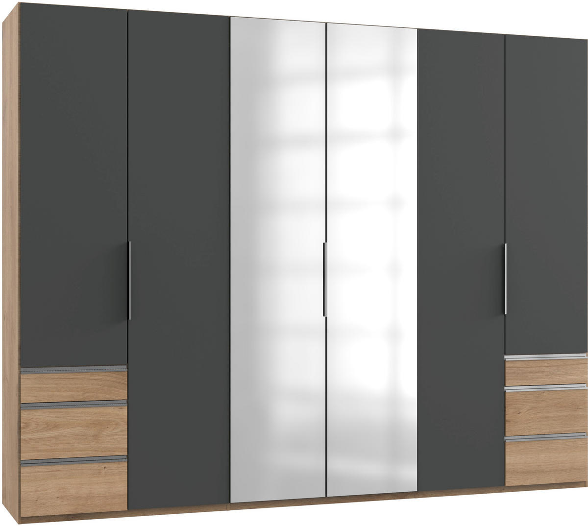 DREHTÜRENSCHRANK in Graphitfarben, Eichefarben  - Chromfarben/Eichefarben, Modern, Holzwerkstoff (300/236/58cm) - MID.YOU