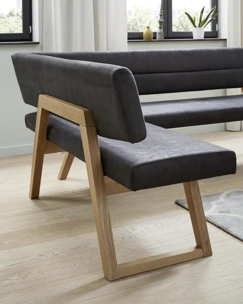 ECKBANK 155/195 cm in Anthrazit, Eichefarben - Eichefarben/Anthrazit, KONVENTIONELL, Holz/Textil (155/195cm) - Dieter Knoll