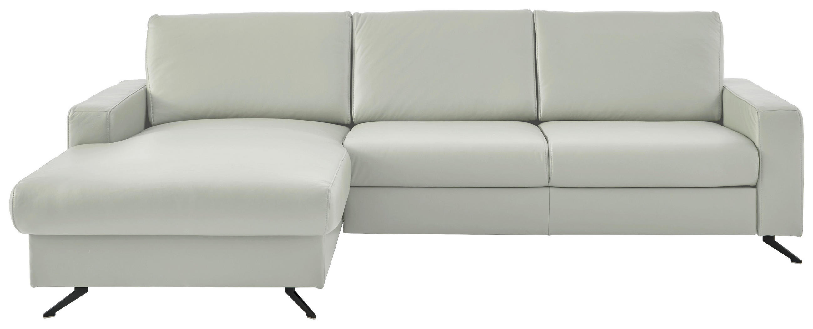 ECKSOFA Echtleder Silberfarben  - Silberfarben/Schwarz, Design, Leder/Metall (165/267cm) - Beldomo Premium