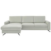 ECKSOFA Echtleder Silberfarben  - Silberfarben/Schwarz, Design, Leder/Metall (165/267cm) - Beldomo Premium