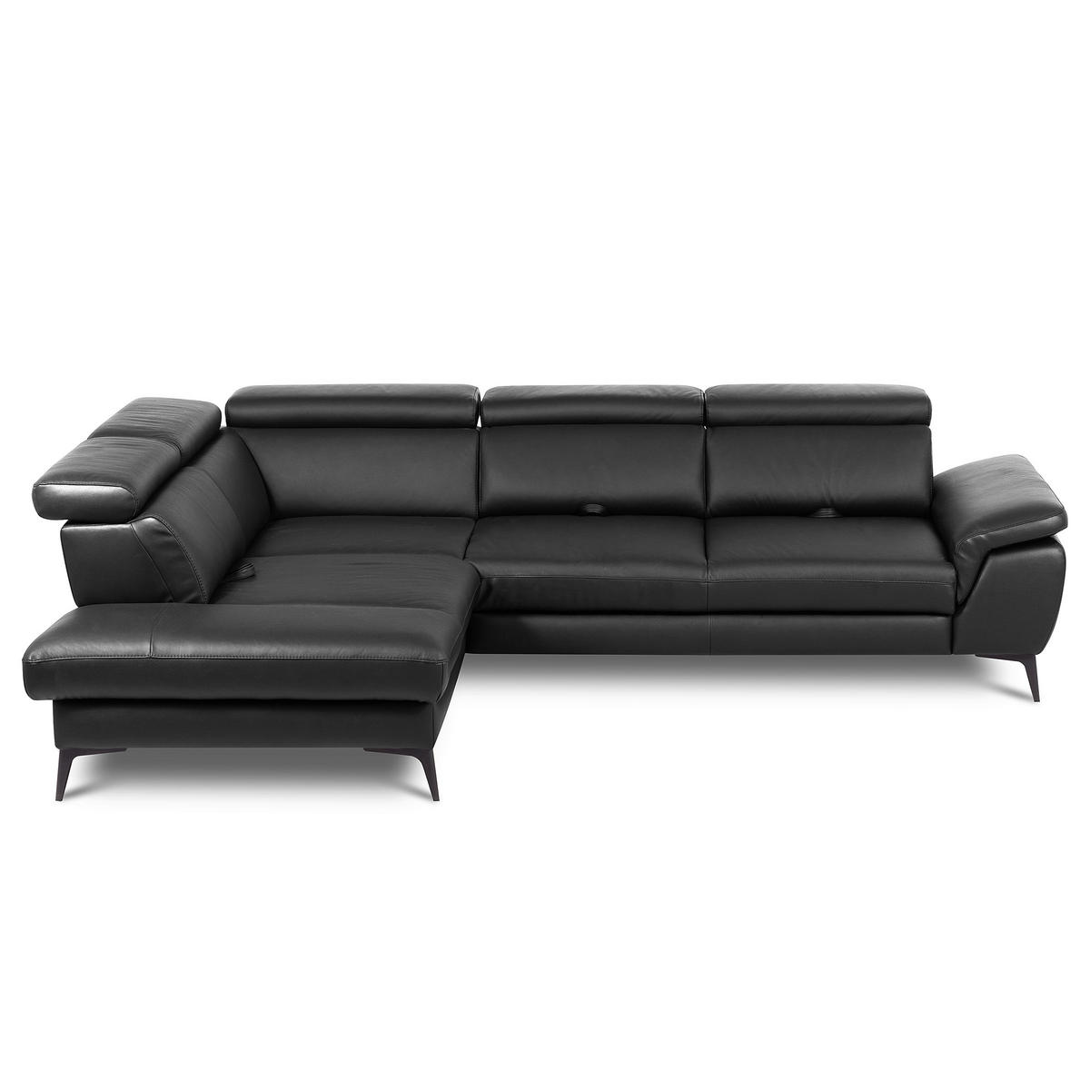 ECKSOFA  in Lederlook Echtleder Schwarz  - Schwarz, Design, Leder/Textil (220/274cm) - Livetastic
