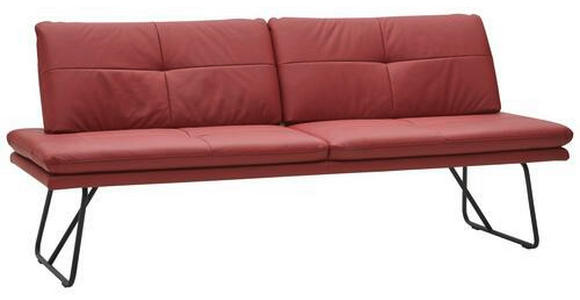 SITZBANK 208/90/74 cm Echtleder Rot, Schwarz Metall  - Rot/Schwarz, Design, Leder/Metall (208/90/74cm) - Dieter Knoll