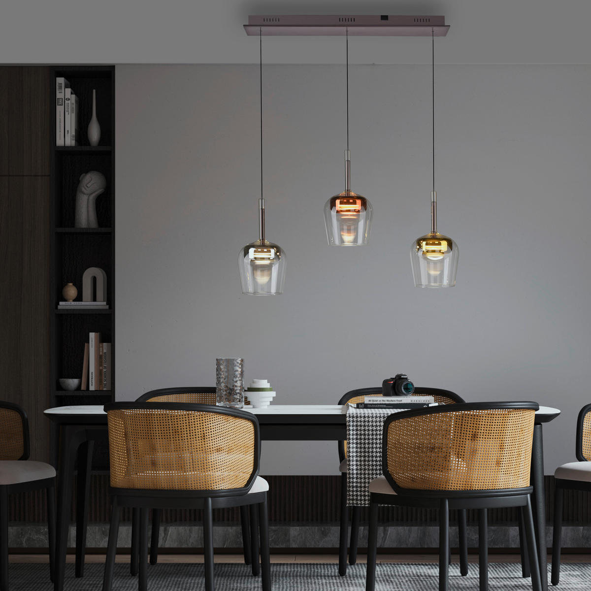 LED-HÄNGELEUCHTE 93/21/200 cm    - Silberfarben/Goldfarben, Design, Kunststoff/Metall (93/21/200cm)