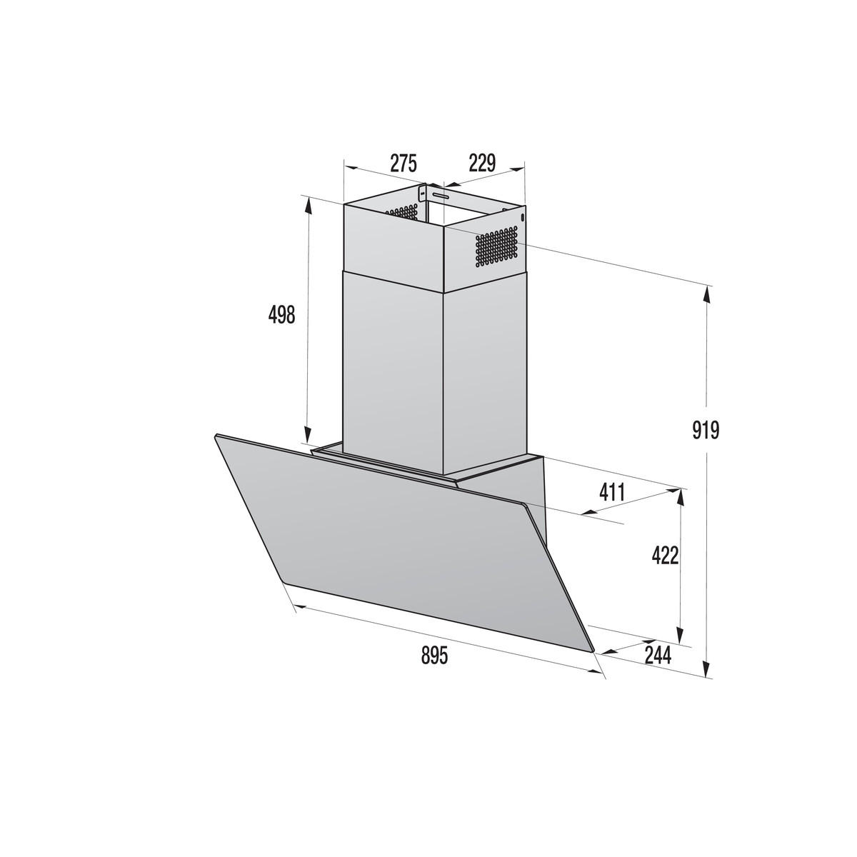 DUNSTABZUGSHAUBE WHI96236B  - Schwarz, Trend, Metall (89,5/45/41,2cm) - Gorenje