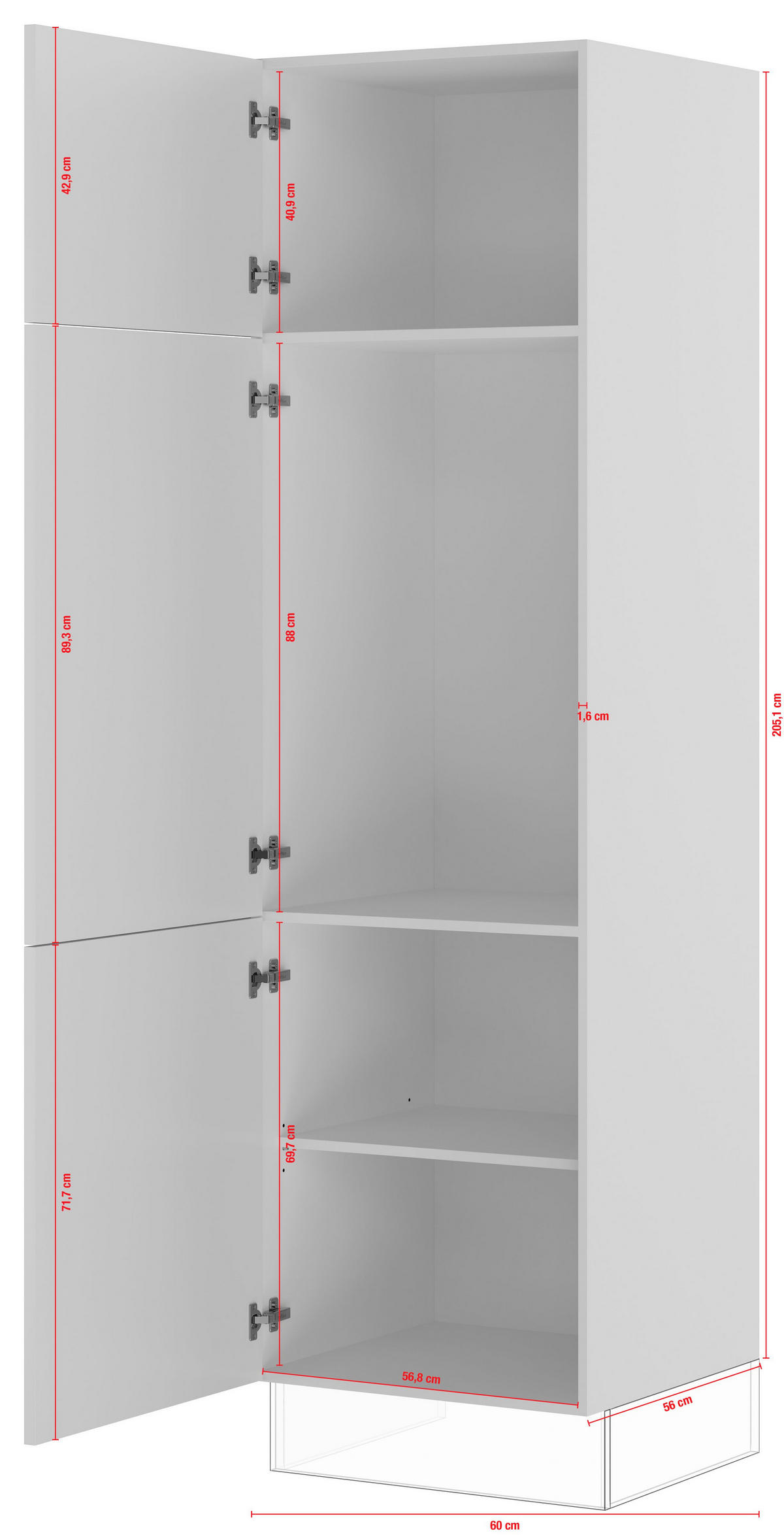 GERÄTEUMBAUSCHRANK 60/220,6/57,6 cm  in Weiß  - Edelstahlfarben/Weiß, Basics, Holzwerkstoff/Metall (60/220,6/57,6cm) - Impuls
