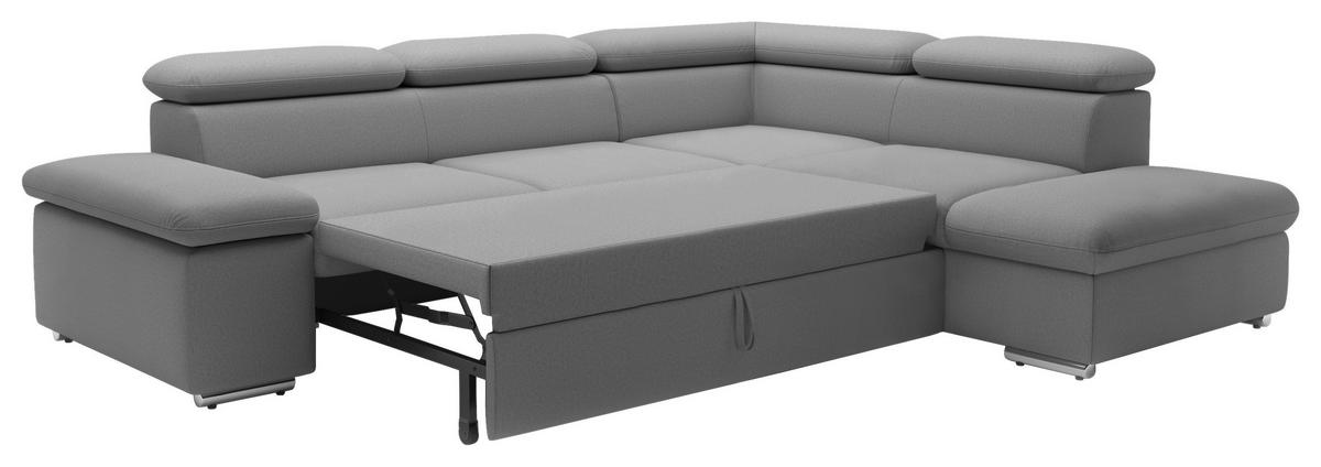 ECKSOFA inkl. Funktion in Flachgewebe Grau  - Grau, Modern, Textil/Metall (274/228cm) - Sit & More