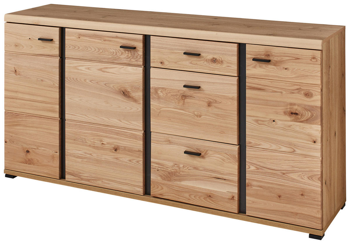 SIDEBOARD 173/86/42 cm  - Eschefarben/Schwarz, Design, Holz/Holzwerkstoff (173/86/42cm) - Linea Natura