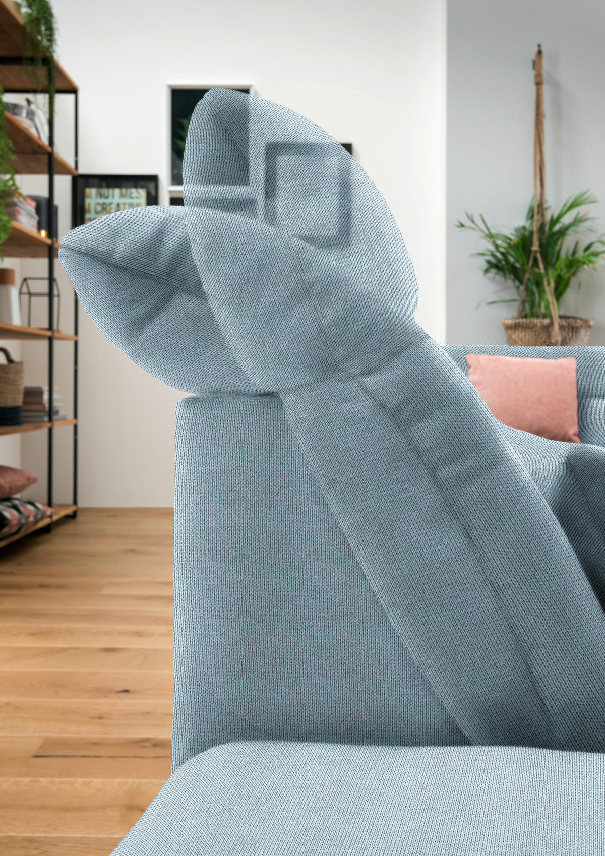 WOHNLANDSCHAFT in Mikrofaser Hellblau  - Chromfarben/Hellblau, Design, Kunststoff/Textil (204/350/211cm) - Xora