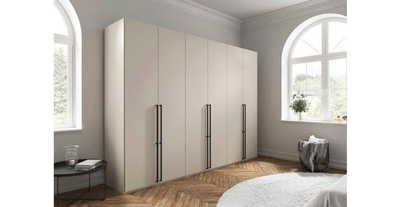 DREHTÜRENSCHRANK 301/235/61 cm,  in Champagner, 6-türig  - Champagner/Schwarz, Basics, Holzwerkstoff/Metall (301/235/61cm) - Novel