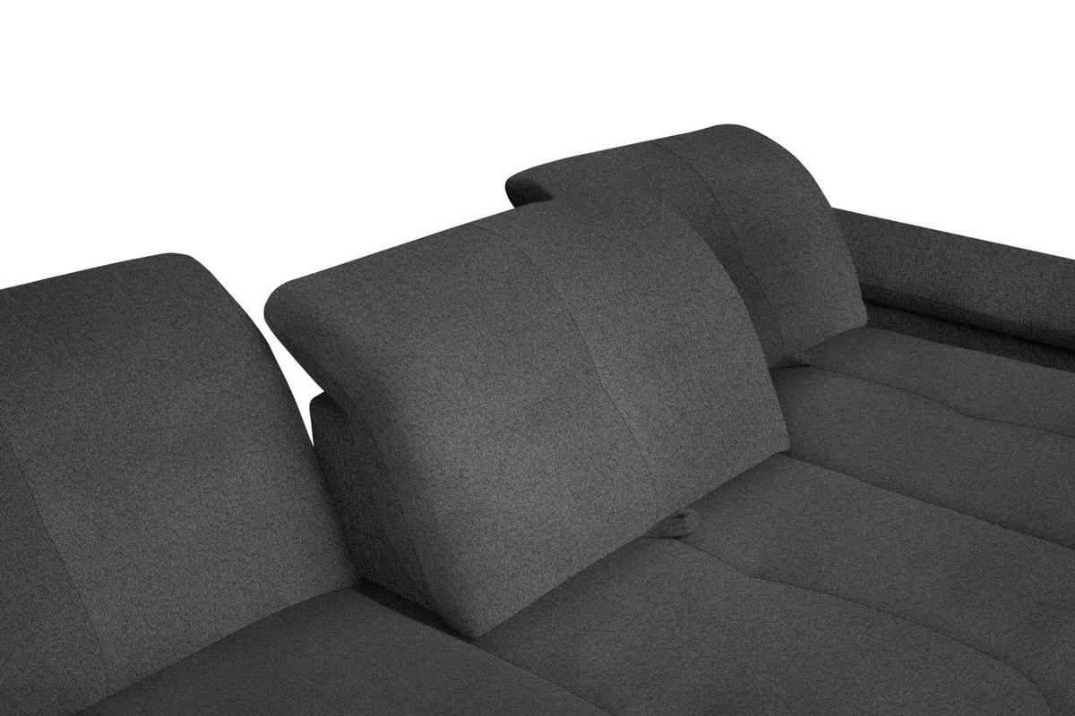 ECKSOFA in Flachgewebe Dunkelgrau  - Dunkelgrau/Schwarz, Design, Textil/Metall (313/242cm) - Xora
