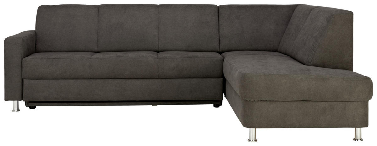 ECKSOFA Flachgewebe Grau  - Chromfarben/Grau, Design, Kunststoff/Textil (256/198cm) - Xora