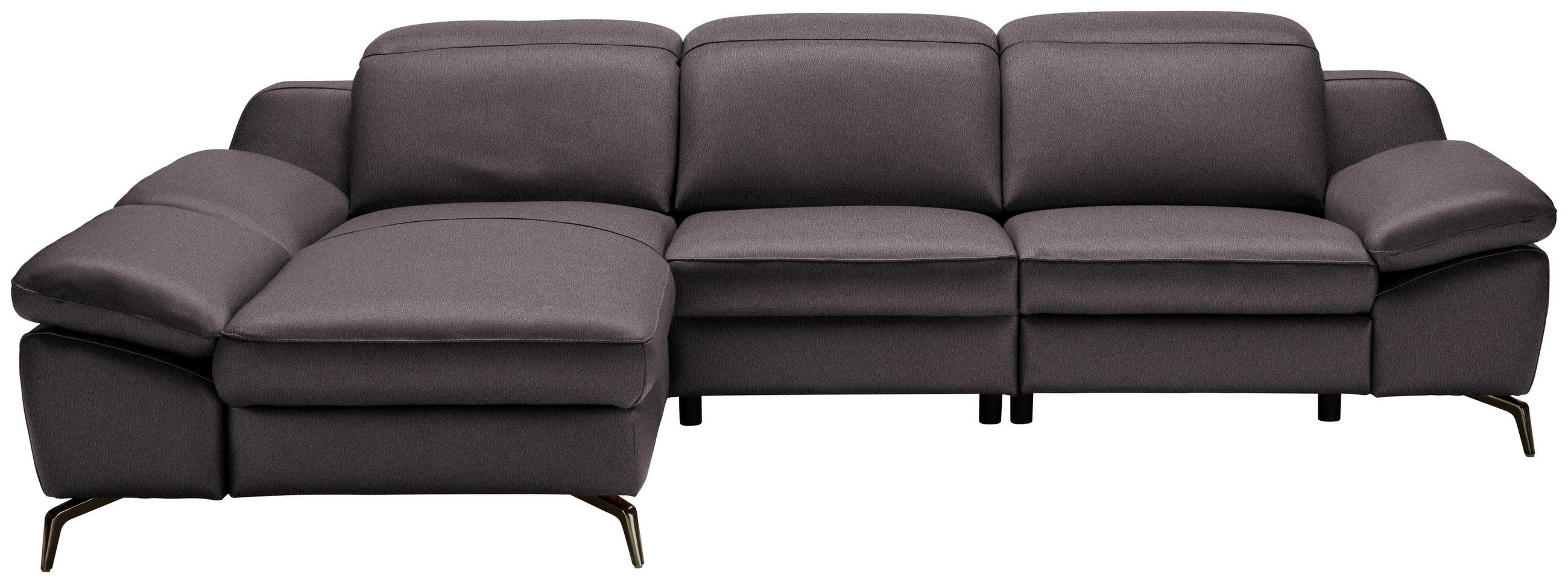 ECKSOFA in Echtleder Dunkelbraun  183/286 cm  - Dunkelbraun/Schwarz, Design, Leder/Metall (183/286cm) - Celina Home
