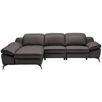 ECKSOFA in Echtleder Dunkelbraun  183/286 cm  - Dunkelbraun/Schwarz, Design, Leder/Metall (183/286cm) - Celina Home