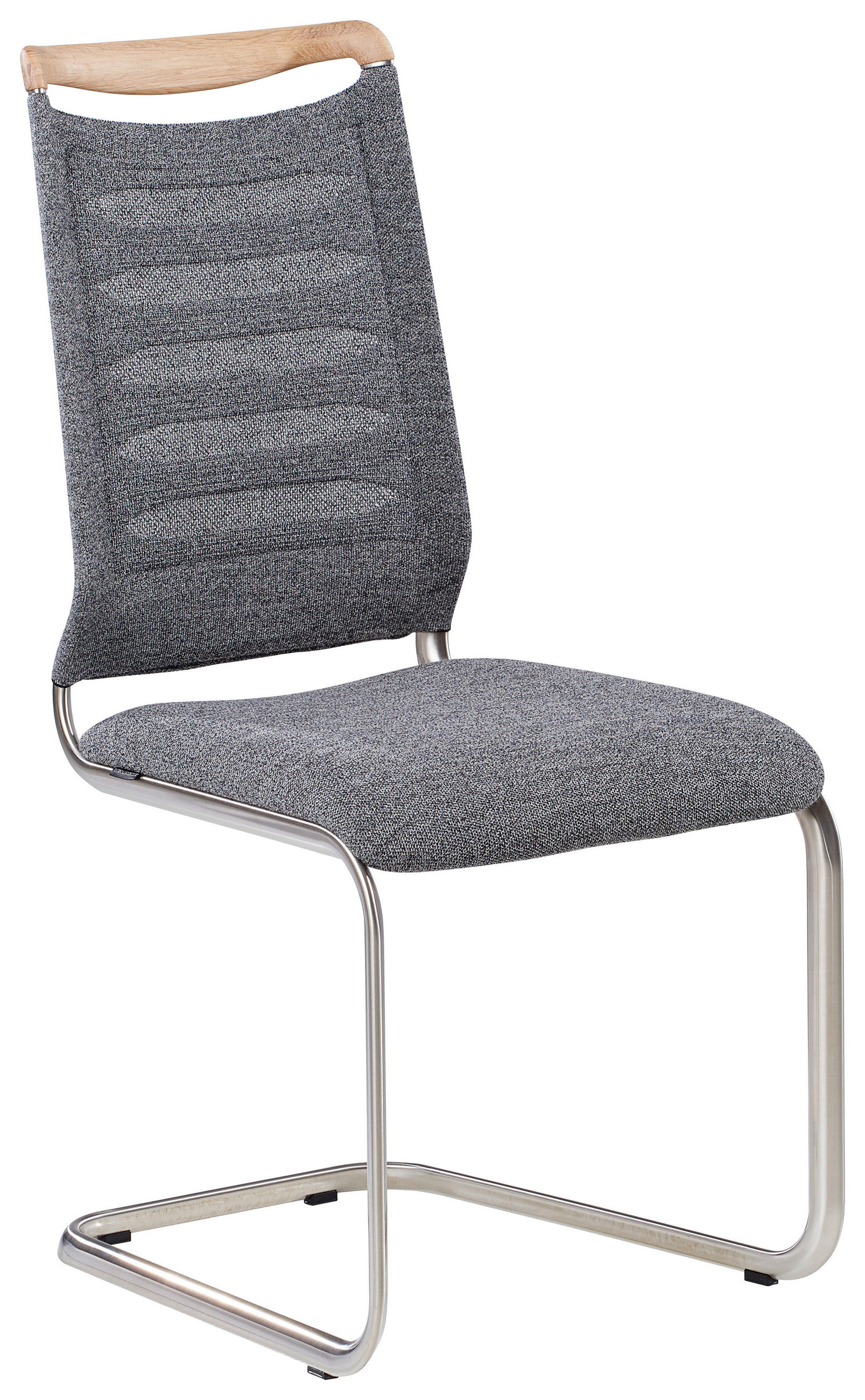 SCHWINGSTUHL  in Edelstahl Webstoff  - Edelstahlfarben/Eichefarben, Design, Holz/Textil (49/101/61cm) - Venjakob