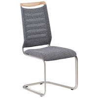 SCHWINGSTUHL  in Edelstahl Webstoff  - Edelstahlfarben/Eichefarben, Design, Holz/Textil (49/101/61cm) - Venjakob