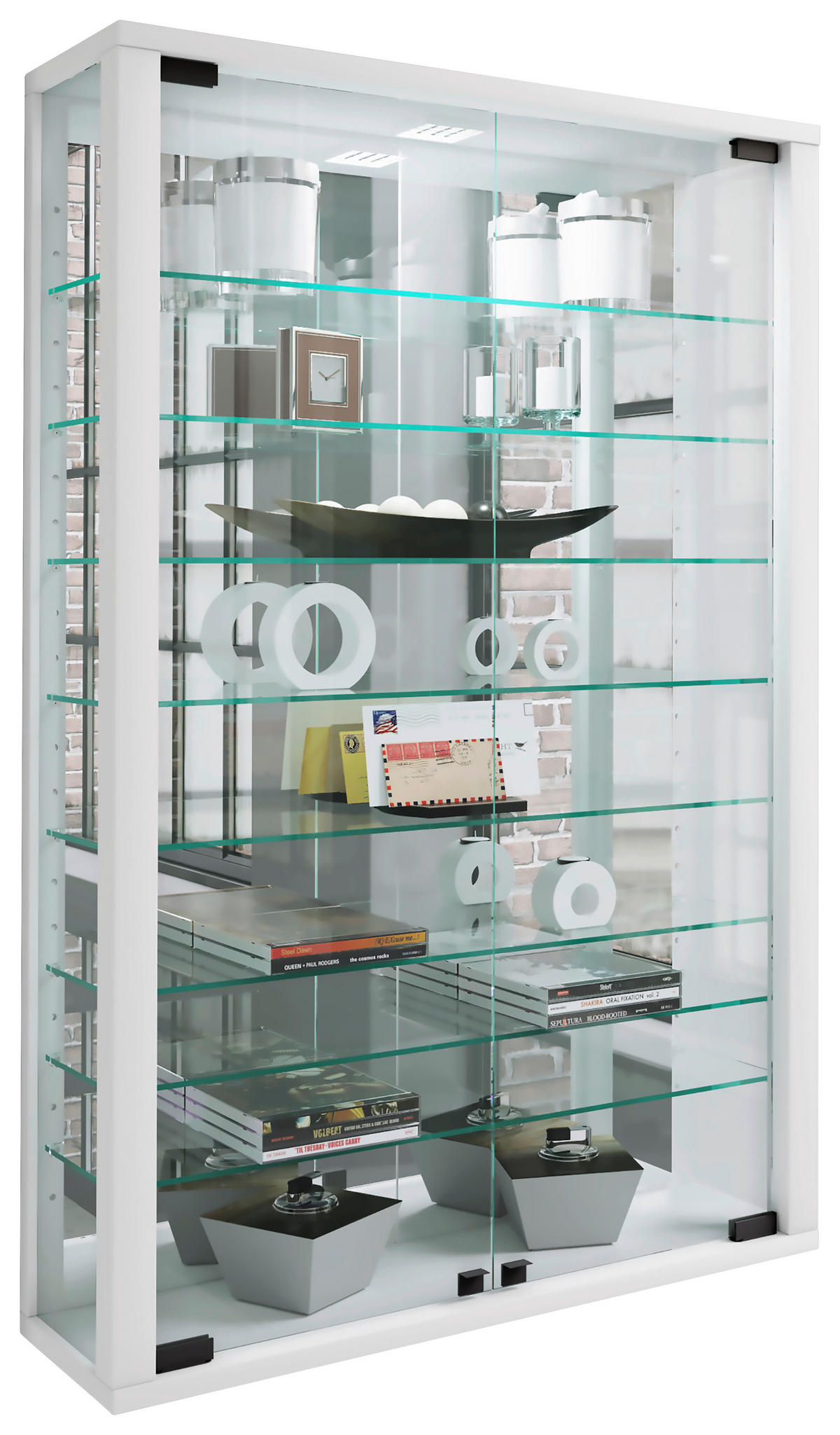 HÄNGEVITRINE in Weiss  - Weiss/Schwarz, Modern, Glas/Holzwerkstoff (59/91,3/18cm) - MID.YOU