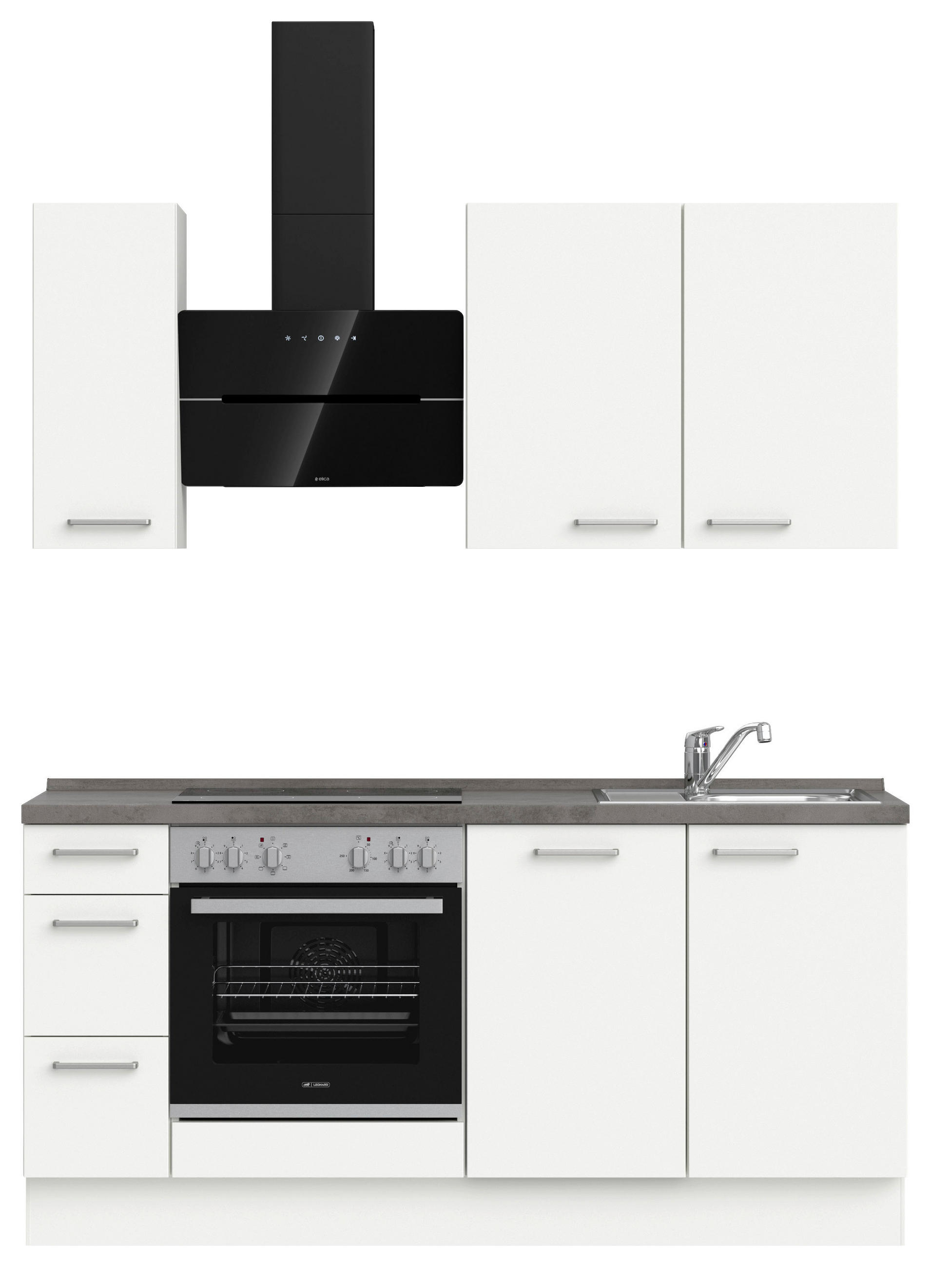 KÜCHENLEERBLOCK 180 cm   in Grau, Weiß  - Edelstahlfarben/Weiß, MODERN, Holzwerkstoff/Metall (180cm) - Nobilia