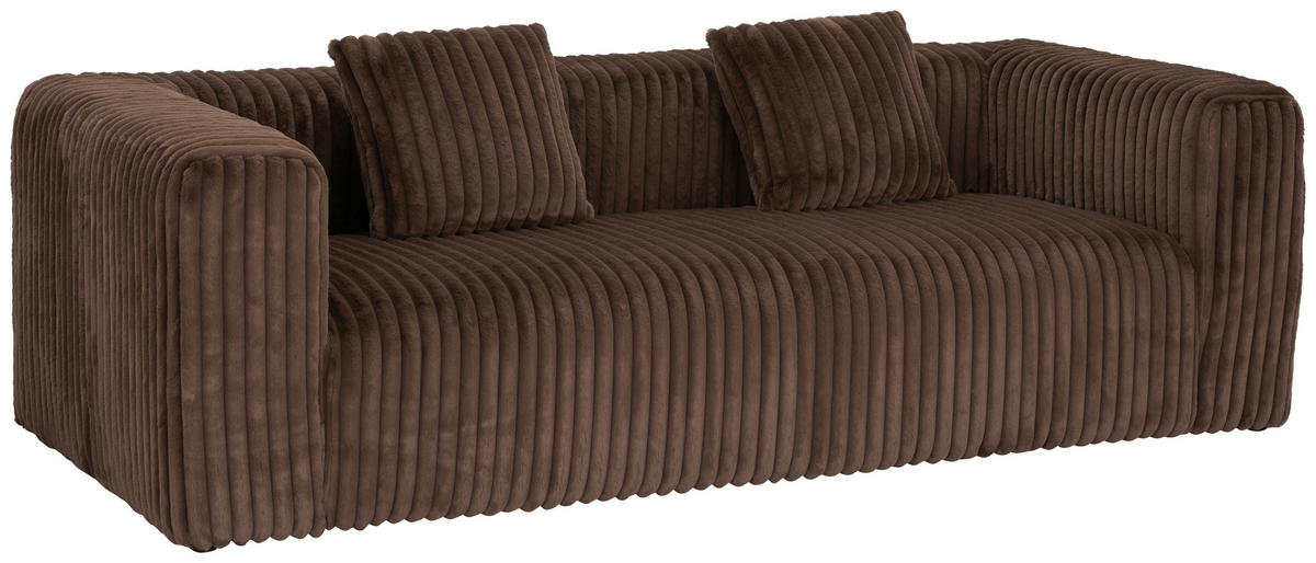 SOFA Cord Braun  - Schwarz/Braun, MODERN, Kunststoff/Textil (224/68/99cm) - MID.YOU