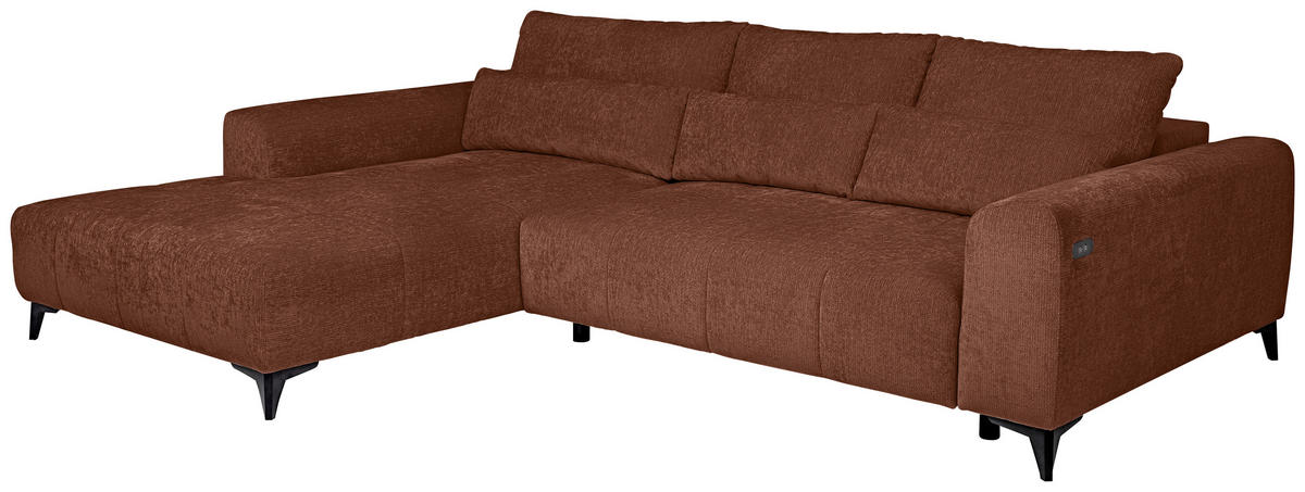 HÖRNSOFFA i chenille rostfärgad  - svart/rostfärgad, Klassisk, textil/plast (222/279cm) - MID.YOU